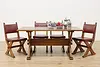 Tudor Vintage Oak Farmhouse Trestle Dining or Kitchen Table (2)