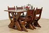 Tudor Vintage Oak Farmhouse Trestle Dining or Kitchen Table (3)