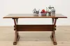 Tudor Vintage Oak Farmhouse Trestle Dining or Kitchen Table (4)