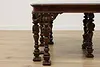 Tudor Antique Carved Mahogany Dining Table Opens 9' (10)