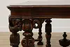 Tudor Antique Carved Mahogany Dining Table Opens 9' (13)