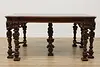 Tudor Antique Carved Mahogany Dining Table Opens 9' (17)