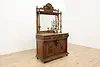 Victorian Antique Oak & Marble Sideboard Server Back Bar (2)