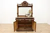 Victorian Antique Oak & Marble Sideboard Server Back Bar (4)