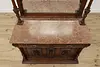 Victorian Antique Oak & Marble Sideboard Server Back Bar (7)