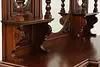 Victorian Antique Walnut Sideboard, Back Bar,Curio Cabinet (17)