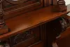 Victorian Antique Walnut Sideboard, Back Bar,Curio Cabinet (18)