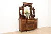 Victorian Antique Walnut Sideboard, Back Bar,Curio Cabinet (2)