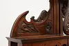 Victorian Antique Walnut Sideboard, Back Bar,Curio Cabinet (23)