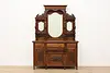 Victorian Antique Walnut Sideboard, Back Bar,Curio Cabinet (6)