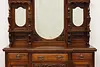 Victorian Antique Walnut Sideboard, Back Bar,Curio Cabinet (8)