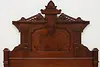 Victorian Antique Carved Walnut & Burl Full Double Size Bed (5)