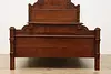 Victorian Antique Carved Walnut & Burl Full Double Size Bed (7)