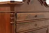 Biedermeier Empire Antique Drop Front Walnut Secretary Desk (23)