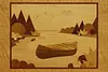 Canoe in Lagoon Original Marquetry Wall Plaque Bodden 23.5" (2)