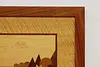 Canoe in Lagoon Original Marquetry Wall Plaque Bodden 23.5" (5)