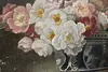 Garden Roses Vintage Original Oil Painting, Signed 61" (7)