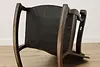 Victorian Antique Carved Oak & Leather Rocking Armchair (16)