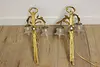 Pair of Vintage Brass Wall Sconce Lights, Flowers & Ribbons (11)