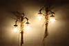 Pair of Vintage Brass Wall Sconce Lights, Flowers & Ribbons (4)