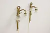 Pair of Vintage Brass Wall Sconce Lights, Flowers & Ribbons (6)