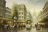 Paris Boulevard Vintage Original Oil Painting Signed 55" (2)