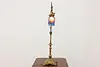 Victorian Antique Tall Desktop Bronzed Lamp, Art Glass Shade (16)