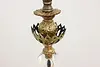 Victorian Antique Tall Desktop Bronzed Lamp, Art Glass Shade (22)