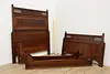 Victorian Antique 3 Pc Mahogany Marble Queen Bed Set, Signed (13)