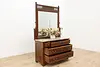 Victorian Antique 3 Pc Mahogany Marble Queen Bed Set, Signed (15)