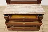 Victorian Antique 3 Pc Mahogany Marble Queen Bed Set, Signed (16)