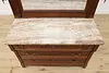 Victorian Antique 3 Pc Mahogany Marble Queen Bed Set, Signed (17)