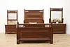 Victorian Antique 3 Pc Mahogany Marble Queen Bed Set, Signed (2)