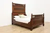 Victorian Antique 3 Pc Mahogany Marble Queen Bed Set, Signed (3)