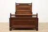 Victorian Antique 3 Pc Mahogany Marble Queen Bed Set, Signed (4)