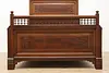 Victorian Antique 3 Pc Mahogany Marble Queen Bed Set, Signed (6)