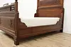 Victorian Antique 3 Pc Mahogany Marble Queen Bed Set, Signed (8)