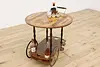 Italian Marquetry Vintage Rolling Tea, Bar or Dessert Cart (4)