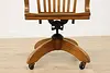 Traditional Antique Swivel Adjustable Oak Office Desk Chair (4)