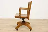 Traditional Antique Swivel Adjustable Oak Office Desk Chair (6)