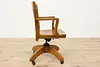 Traditional Antique Swivel Adjustable Oak Office Desk Chair (8)