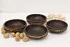 Set of 4 Vintage Walnut & Porcupine Quill Bowls & Candelabra (12)