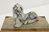 Carved Marble Statue Vintage Lion Sculpture (2)