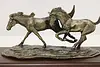 Wild Mustang Horses Bronze Sculpture on Walnut Base Shoop (3)