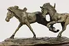 Wild Mustang Horses Bronze Sculpture on Walnut Base Shoop (4)