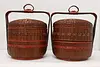 Pair of Vintage Chinese Lunch or Picnic Woven Baskets (10)