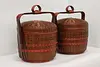 Pair of Vintage Chinese Lunch or Picnic Woven Baskets (2)