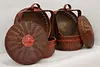 Pair of Vintage Chinese Lunch or Picnic Woven Baskets (3)