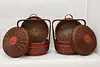 Pair of Vintage Chinese Lunch or Picnic Woven Baskets (4)