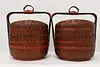 Pair of Vintage Chinese Lunch or Picnic Woven Baskets (8)